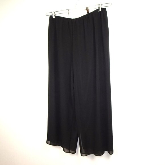 Alex Evenings Wide Leg Pants Women's Plus Size 3X Black Chiffon Dressy Flowy - Picture 3 of 11